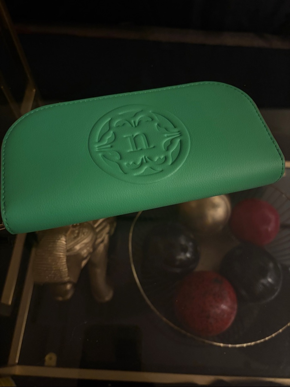 Nanette Lepore Emerald Green Embossed Zip Wallet